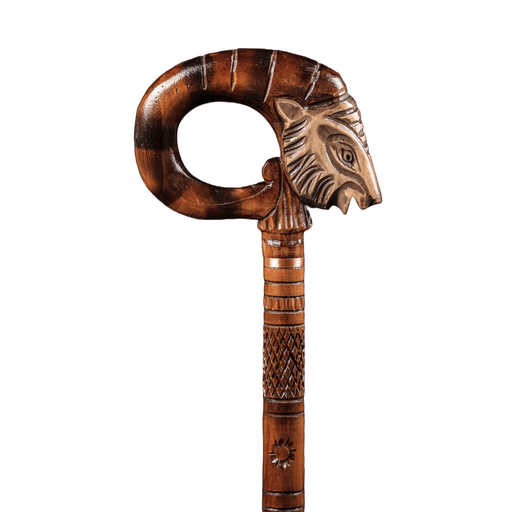 Men's Brown Ram Animal Handle Walking Cane