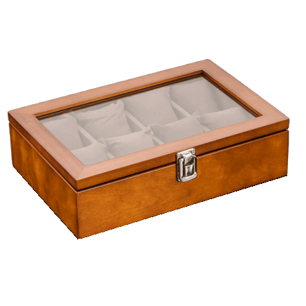 Brown Wooden Watch Box with 8 Slots for Watch Storage