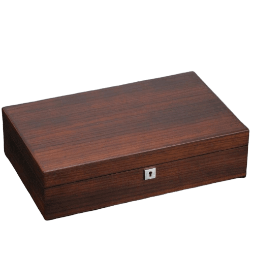 Brown Wooden Watch Box with Convenient Pocket