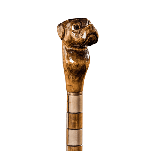 Bulldog Walking Stick, Walking Cane Hand Carved Handmade