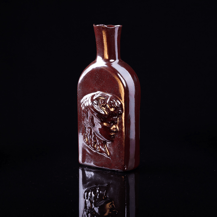 Burgundy Ceramic Art Deco Vase Bottle - Hoplite Bottle Wine