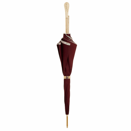 Burgundy Crystal Handle Printed Double Cloth Umbrella - Artynov | Unique Handmade Accessories