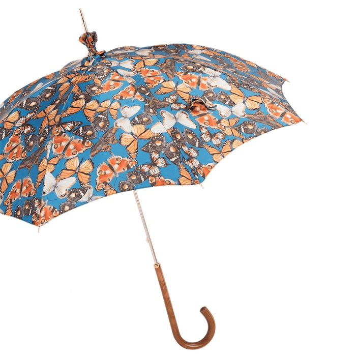 Butterflies Rainproof Malacca Handle Chic Parasol Manual