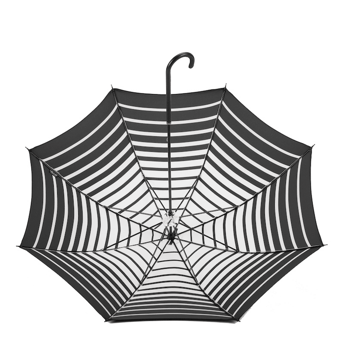 B&W Stripe Rainproof Elegant Manual Opening Parasol