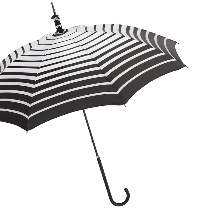 B&W Stripe Rainproof Elegant Manual Opening Parasol