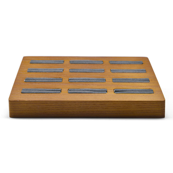 Square wood 12 slots rings display tray