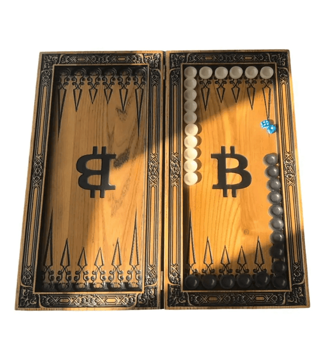 Wooden backgammon board featuring Scrooge McDuck motif