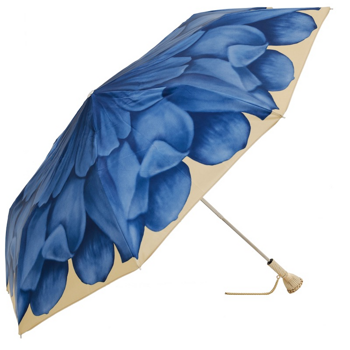 Blue Dahlia Brass Designer Folding Umbrella Women