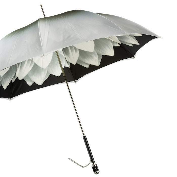 Designer Women Silver Canopy Dahlia Interior Double Cloth Umbrella