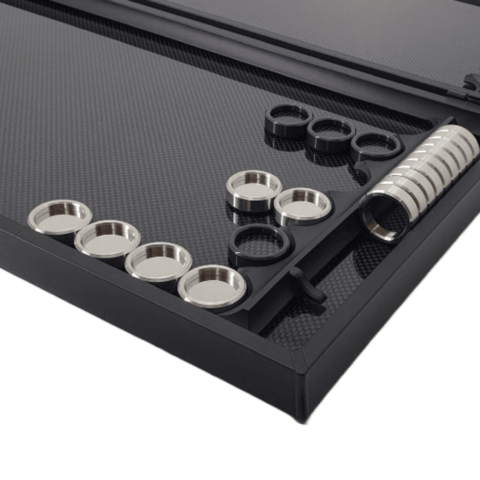 Carbon and Metal Backgammon Set, 61x23 cm, Unique Craftsmanship