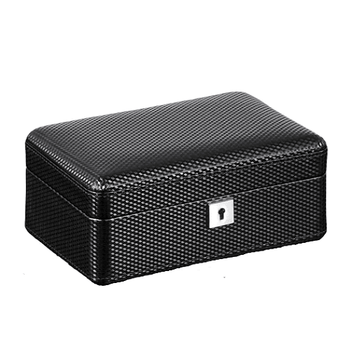 Carbon Fiber Watch Box with Lock, Holder for 3 Watches