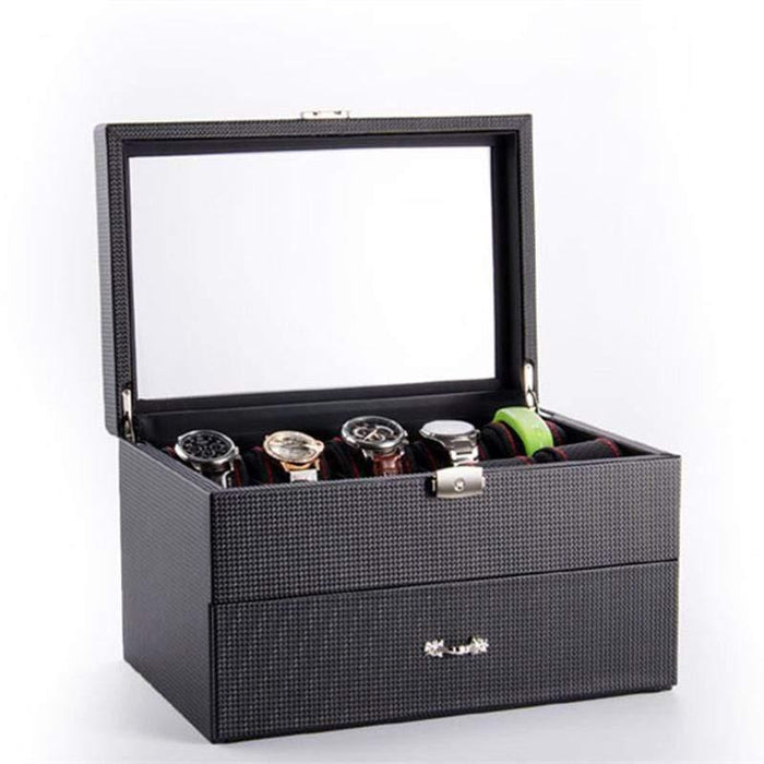 Carbon Fiber Watch Case with 20 Slots and Locking Mechanism