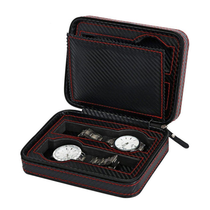 Carbon Fiber Watch Case with 4 Slots for Watch Storage