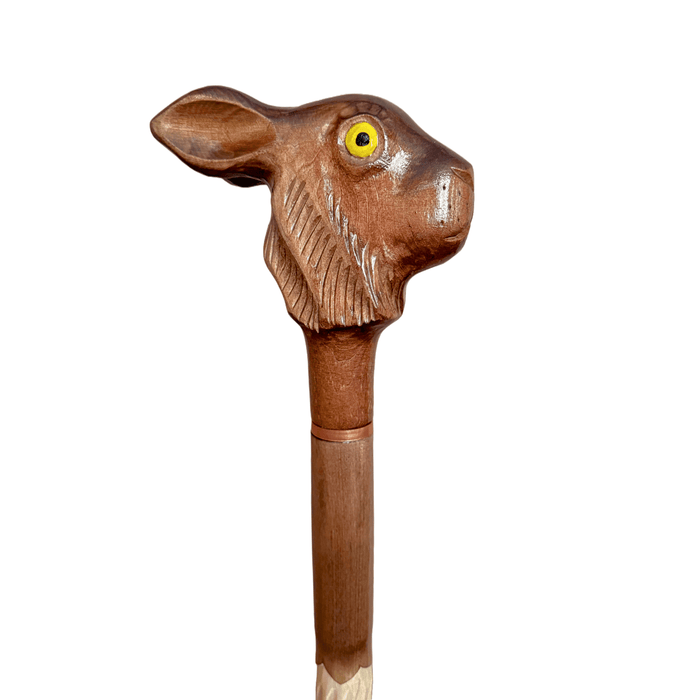 Carve Wild Hare Rabbit Head Walking Cane Handcrafted