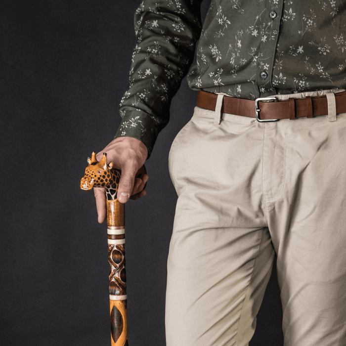 Stylish Giraffe Walking Stick, Hand Carved - Handmade