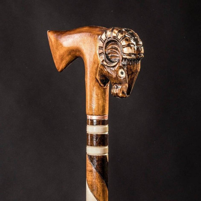 Stylish Ram Walking Cane Hand Carved - Art Aid - Artynov | Unique Handmade Accessories