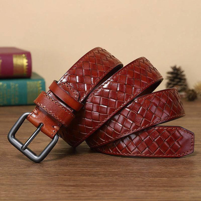 Casual Braided Leather Belt, Anatol Model For Men