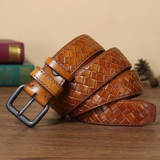 Casual Braided Leather Belt, Anatol Model For Men