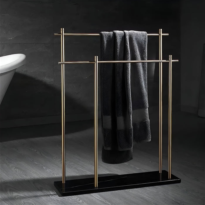 Elegant Marble Base Towel Holder with Durable Copper Rods