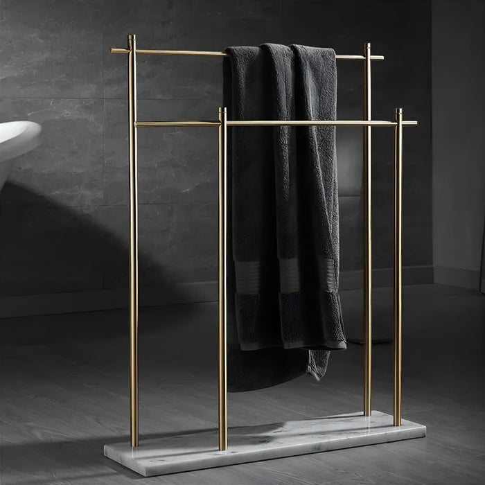 Elegant Marble Base Towel Holder with Durable Copper Rods