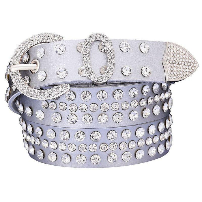 Rhinestone Leather Belt For Women, Allisa Model