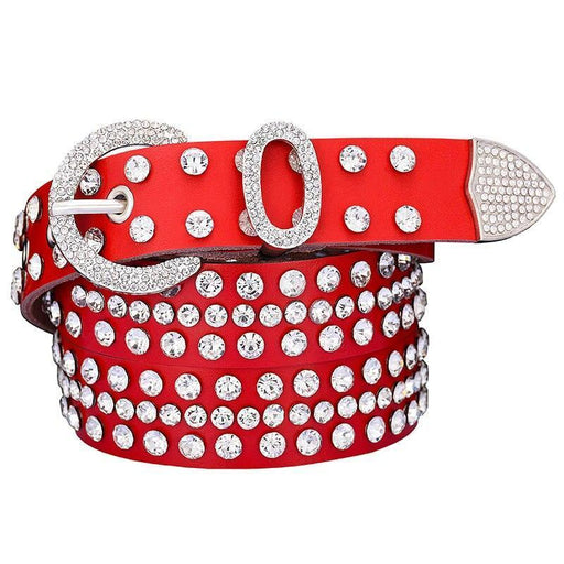 Rhinestone Leather Belt For Women, Allisa Model