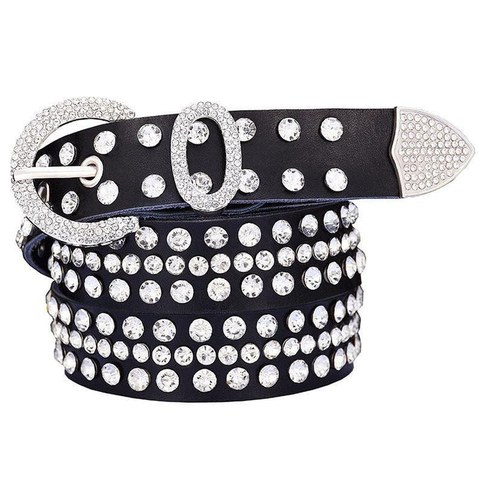 Rhinestone Leather Belt For Women, Allisa Model