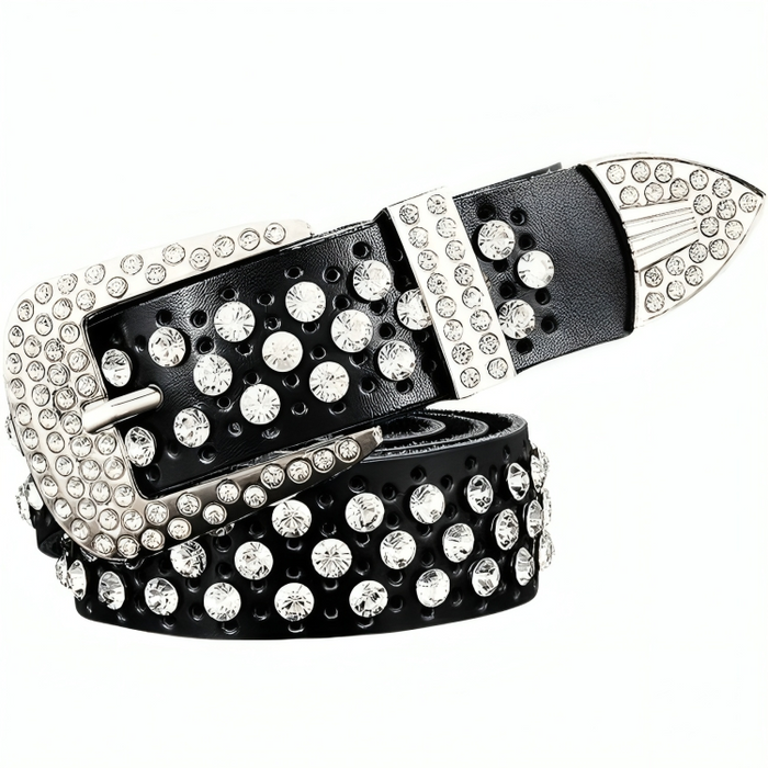 Rhinestone Leather Belt For Women, Quinn Model