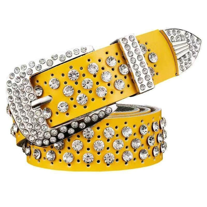 Rhinestone Leather Belt For Women, Quinn Model