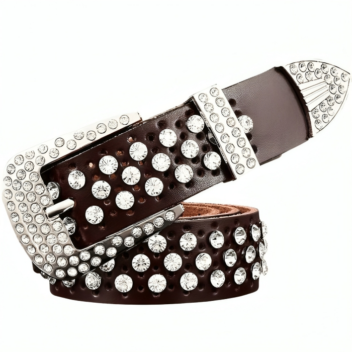 Rhinestone Leather Belt For Women, Quinn Model