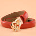 Leather Belt With Heart and Butterfly Buckle, Adela Model