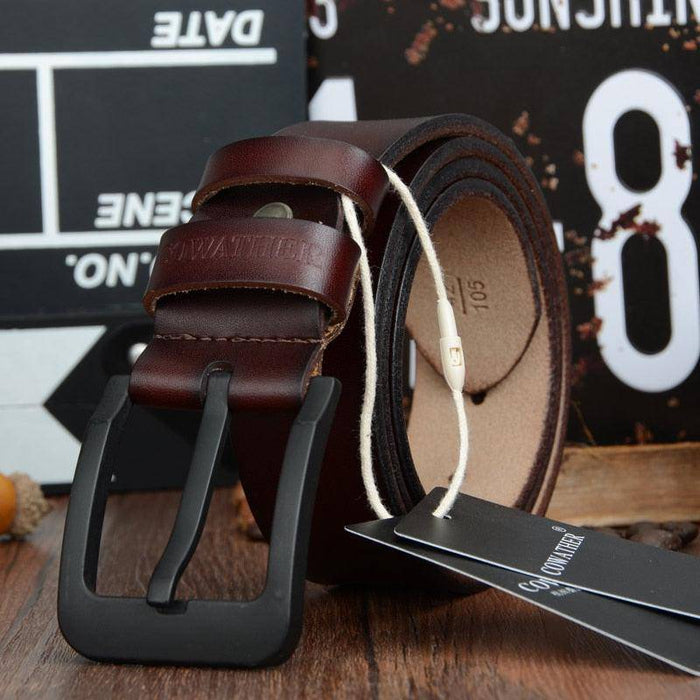 Leather belts for men with buckle