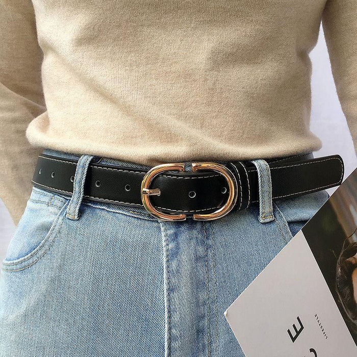 Ceinture classique pour femme à boucle double D, disponible en grande taille, modèle Liliana