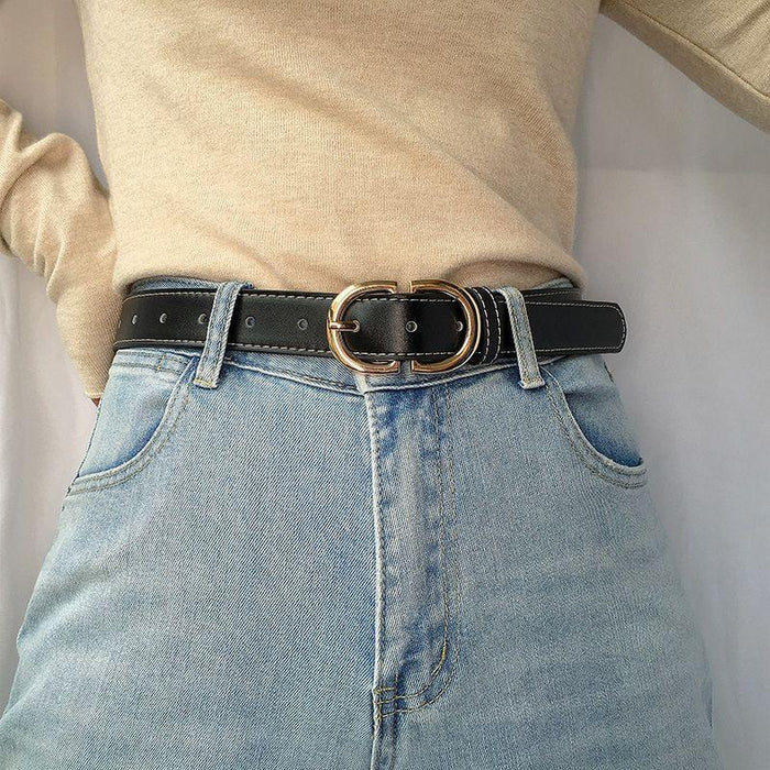 Ceinture classique pour femme à boucle double D, disponible en grande taille, modèle Liliana