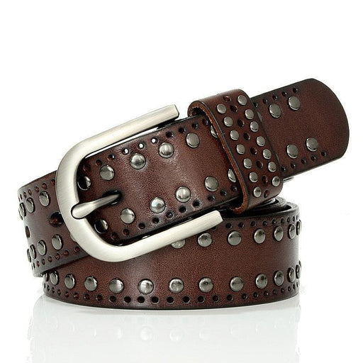 Retro Studded Leather Belt For Women, Neia Model