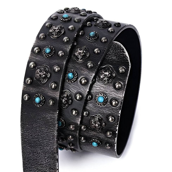 Designer leather belt