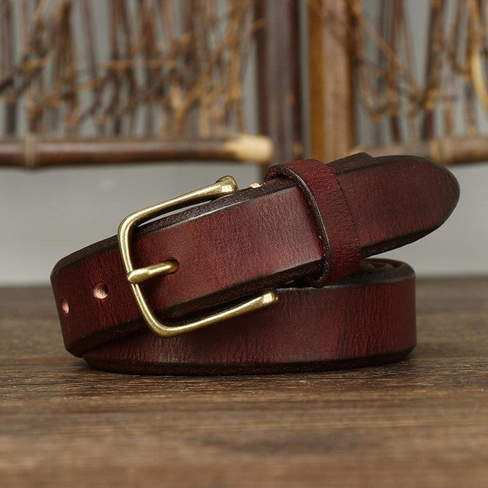 Leather Belt With Gold Buckle For Woman, Meena Model