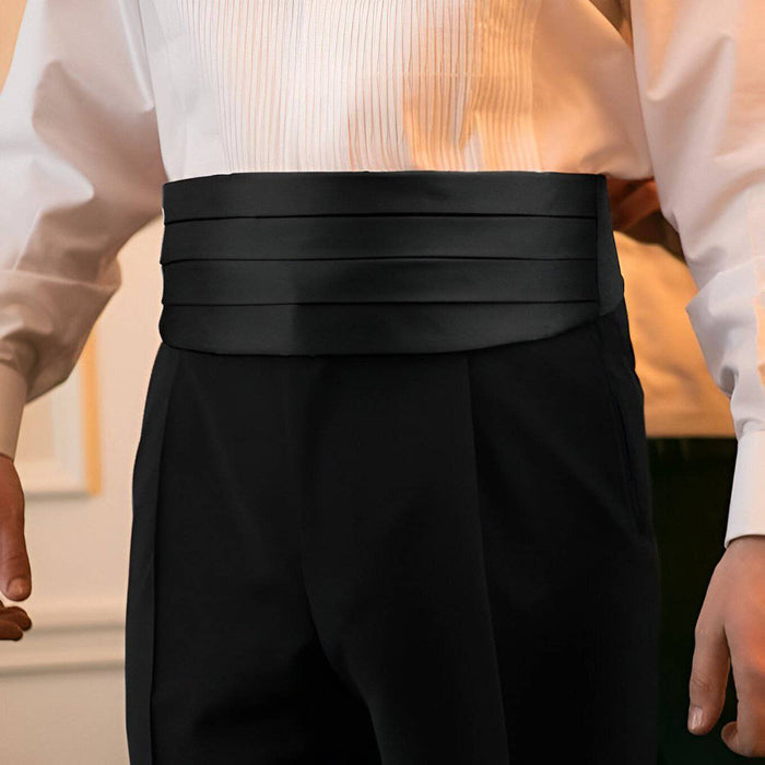 Black silk cummerbund for men