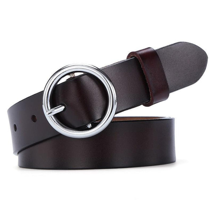 Leather Belt With Round Buckle For Women, Khatia Model