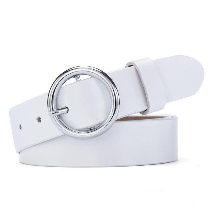 Leather Belt With Round Buckle For Women, Khatia Model