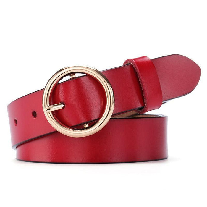 Leather Belt With Round Buckle For Women, Khatia Model