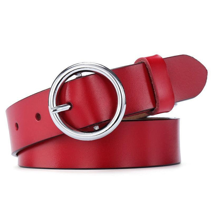 Leather Belt With Round Buckle For Women, Khatia Model