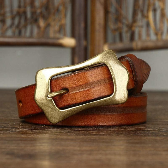 Leather Belt With Feather Pattern, For Women, Radhika Model