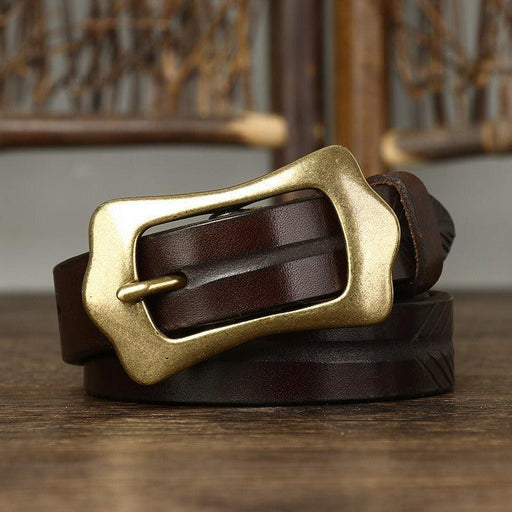 Leather Belt With Feather Pattern, For Women, Radhika Model