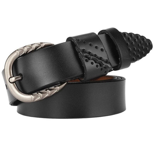 Leather Belt With Openwork Details For Women, Dina Model