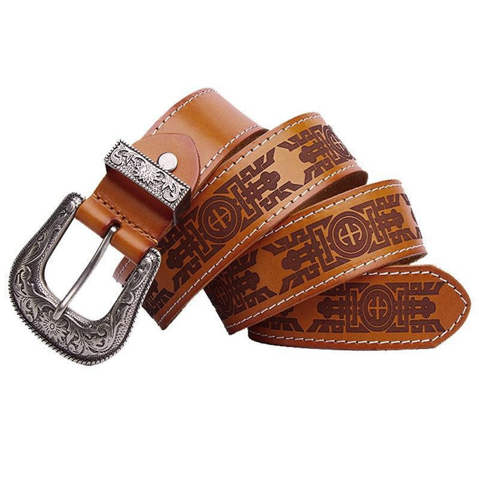 Western Engraved Leather Belt For Women, Injia Model