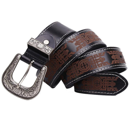 Western Engraved Leather Belt For Women, Injia Model