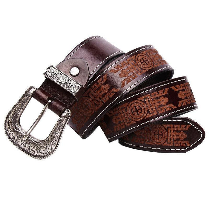 Western Engraved Leather Belt For Women, Injia Model