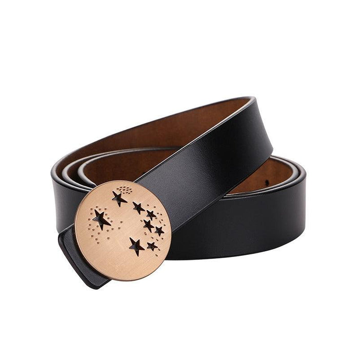 Smooth Leather Belt With Star Buckle For Women, Stella Model