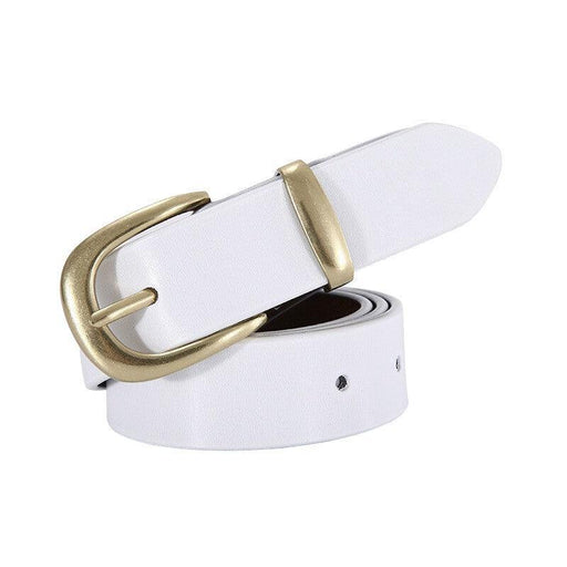 Smooth Leather Belt With Gold Buckle For Women, Agathe Model